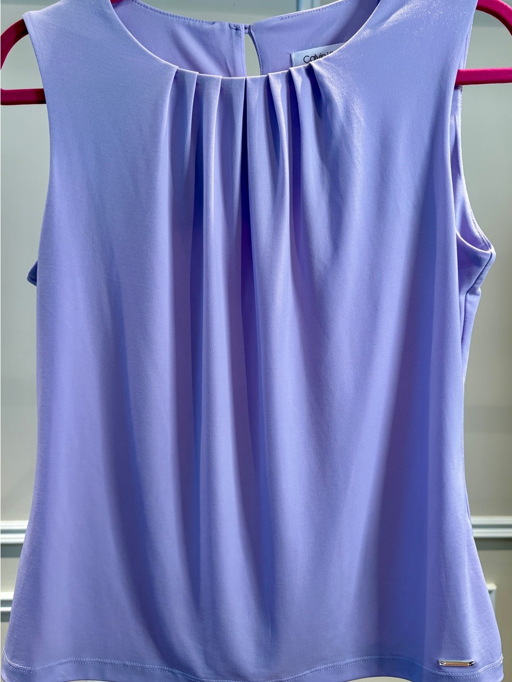 Calvin Klein Lavender Pleated Neck Sleeveless Camisole